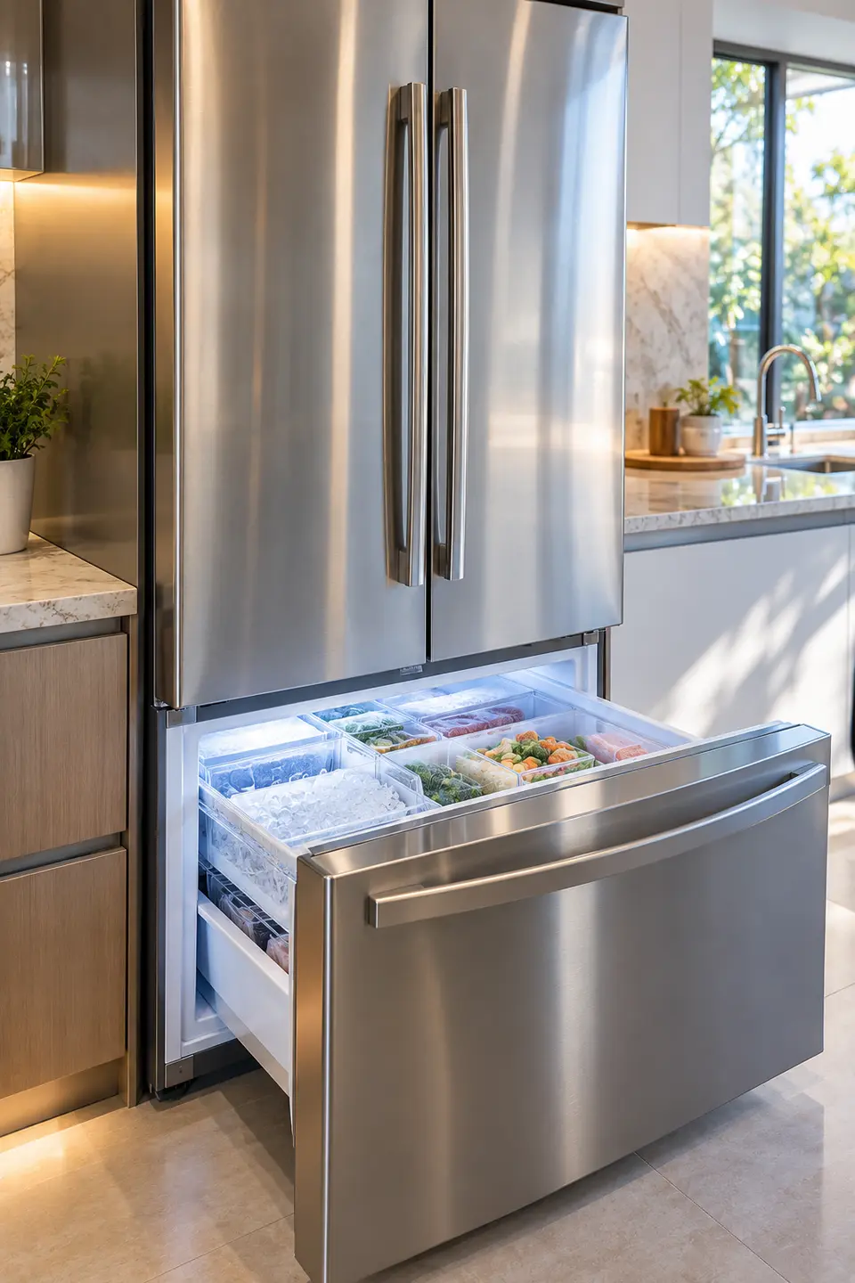 refrigerador French Door com gaveta de freezer